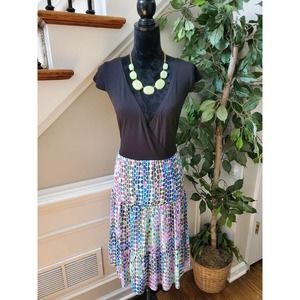 Jonathan Martin Women's Multicolor Polyester Short Sleeve Knee Length Dress 14